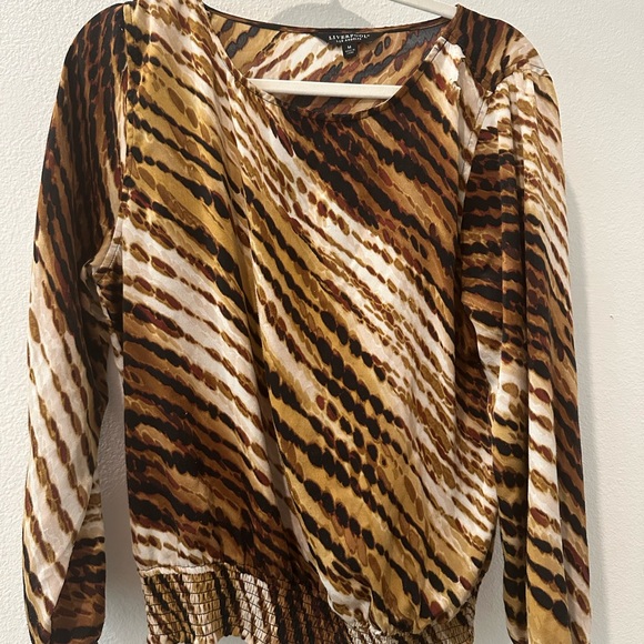 Liverpool Tops - Liverpool Brown and Tan Patterned Blouse